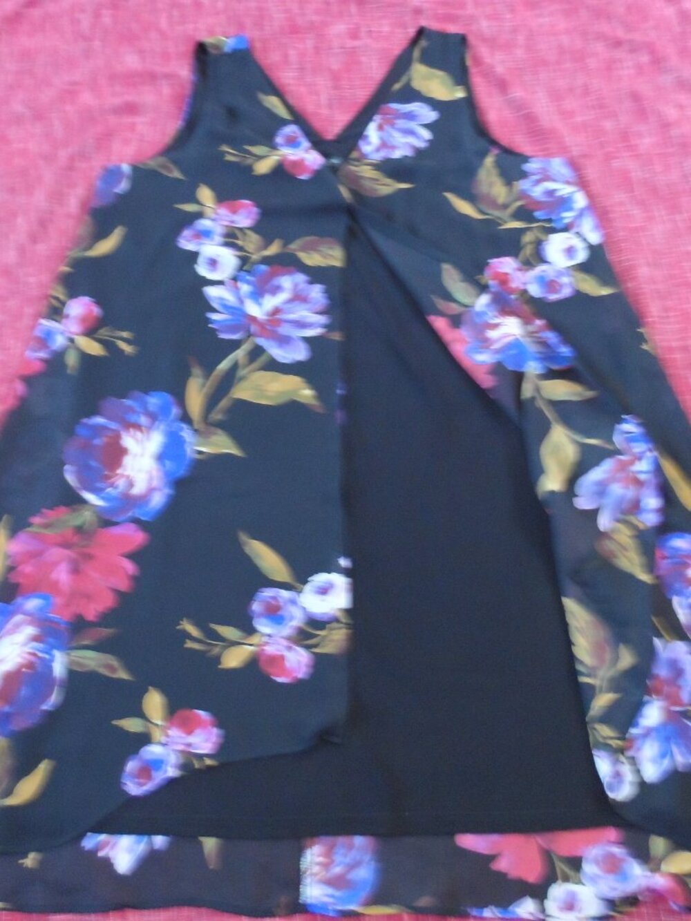 Collection Michel Studio  Sleeveless Plus Size 22 Floral Dress Blue Black Midi - Picture 12 of 16